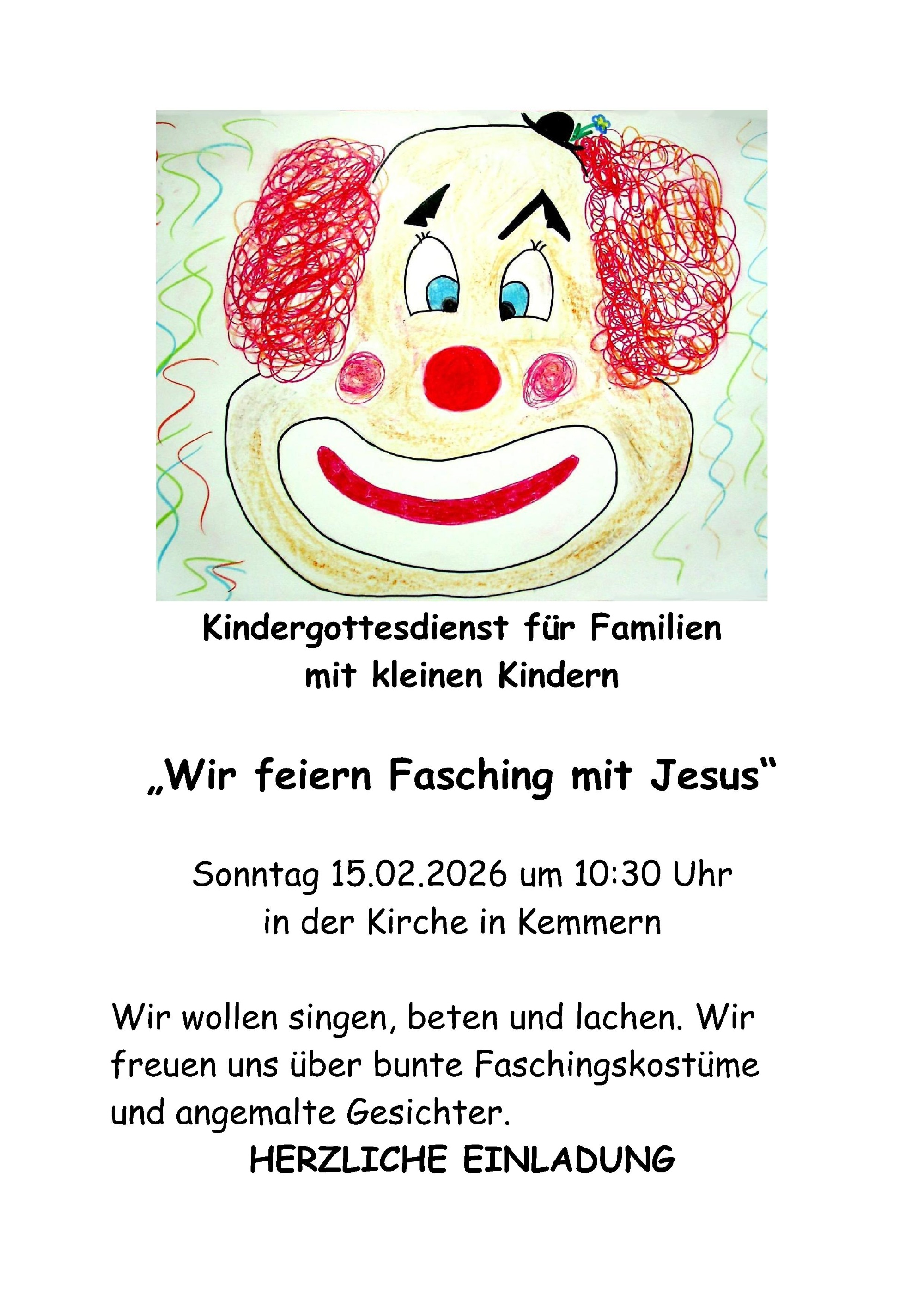 Kindergottesdienst Fasching 2026